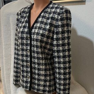 Amanda Smith Black and White Plaid Blazer